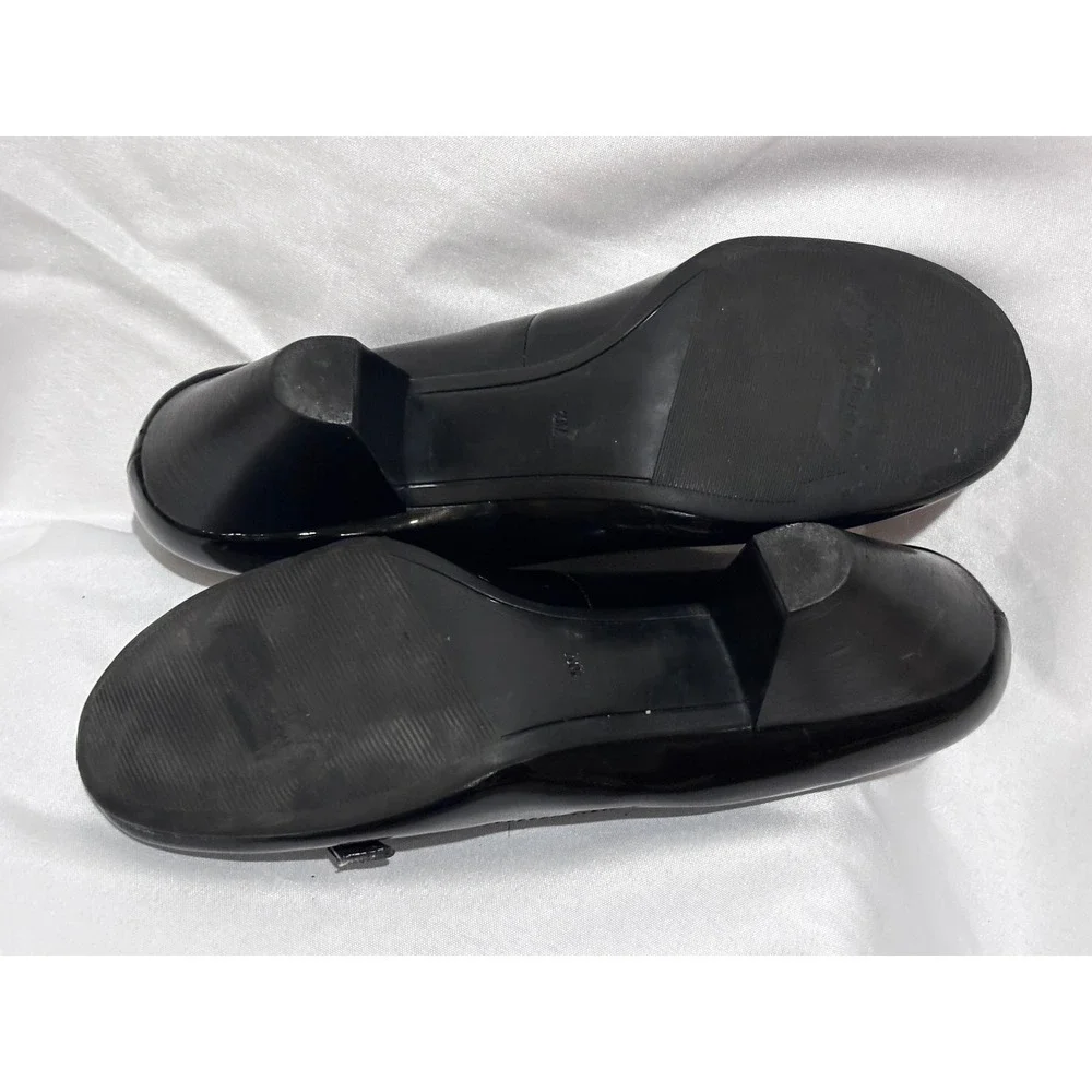 Marc Fisher Black Patent Round Toe Cone Heel Pumps Women 10M minimalist comfort
